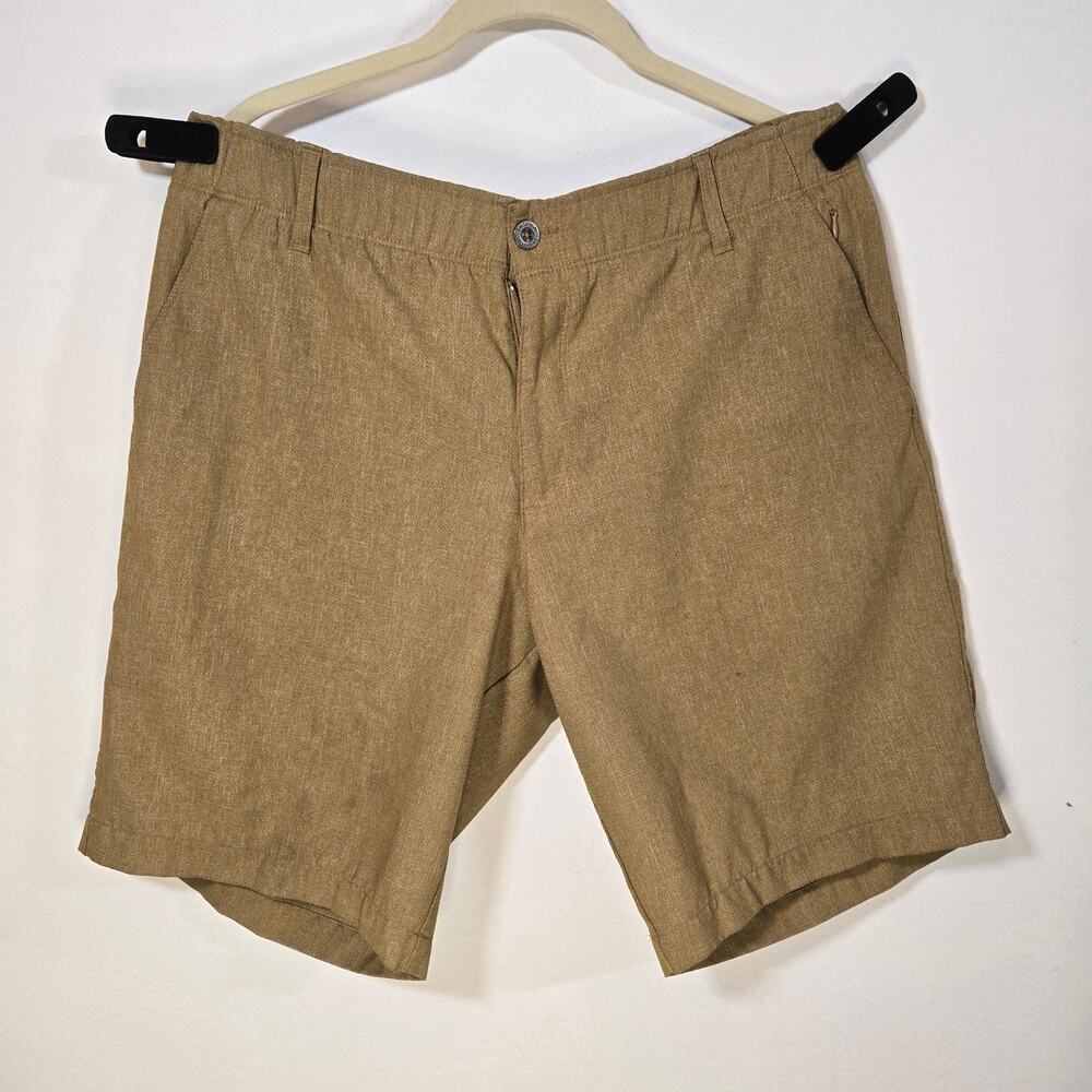 Swiss Tech Men's Performance 10 Inch Brown Elastic Waist Chino Shorts Size 36